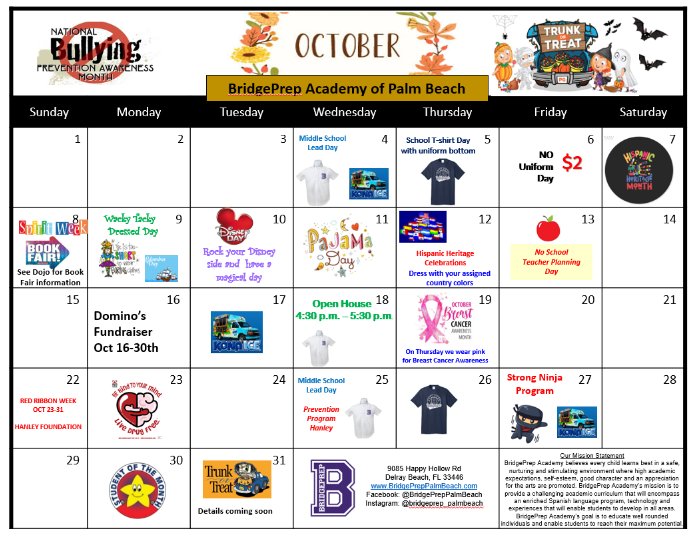 October Activity Calendar - News and Announcements -